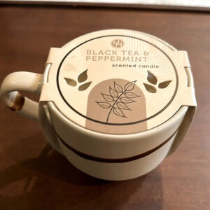 Mug with black tea & peppermint scented candle